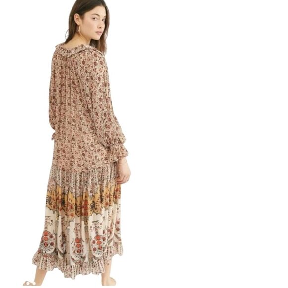 Free People Feeling Groovy Border Maxi Dress Bohemian Printed Tiered Size S - Picture 5 of 16